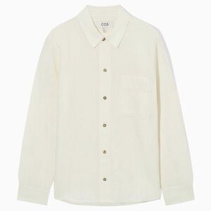 COS Cream Textured Linen-Blend Shirt in XS